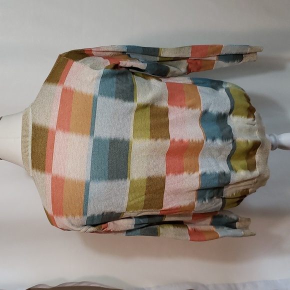 PERUVIAN CONNECTION Pima Cotton Sweater Color Squares Size Small - Picture 4 of 7